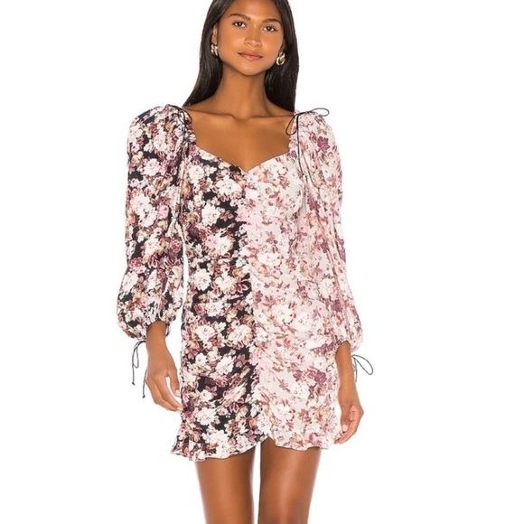 For Love and Lemons Houston Floral Ruched Mini Dress - Picture 4 of 16